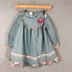 Vintage Bonnie Jeane Chambray Floral Cottagecore Dress Size 4 Union Made